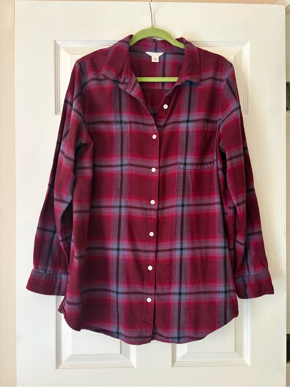 Caslon Burgundy and Navy Plaid Button-Down Shirt